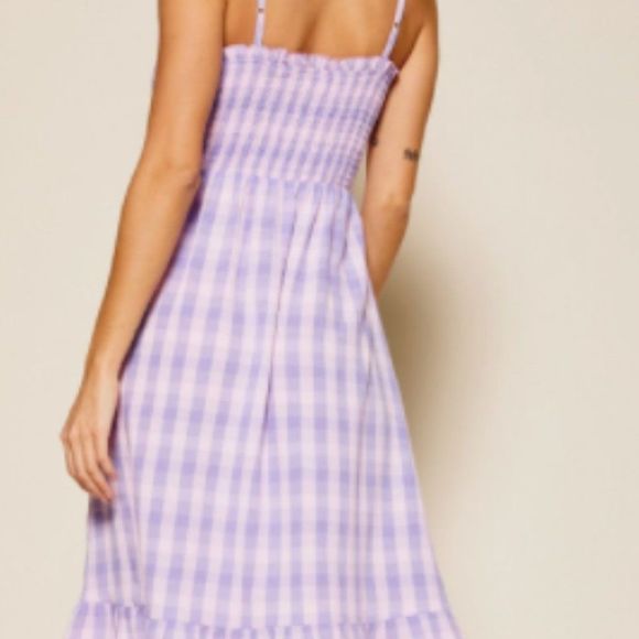Lavender Plaid Summer Dress - Picture 2 of 7